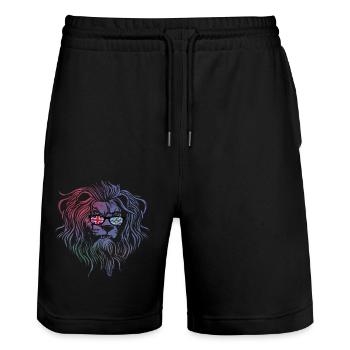 British Indian Ocean Territory - Stanley/Stella Trainer Unisex Organic Jogging Shorts - black - Front - Nik (191cm) & Marisol (170cm)