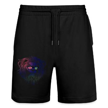 British Virgin Islands - Stanley/Stella Trainer Unisex Organic Jogging Shorts - black - Front - Nik (191cm) & Marisol (170cm)