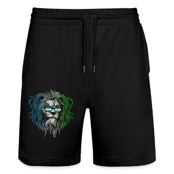 Uzbekistan - Stanley/Stella Trainer Unisex Organic Jogging Shorts - black - Front - Nik (191cm) & Marisol (170cm)