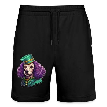 Eleganter Mardi Gras Pudel - Stanley/Stella Unisex Bio Joggingshorts Trainer  - Schwarz - Vorne - Nik (191cm) & Marisol (170cm)