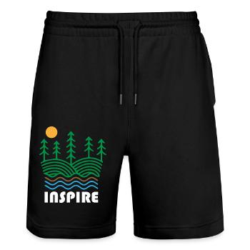 Trees Land Water Inspire Nature - Stanley/Stella Trainer Unisex Organic Jogging Shorts - black - Front - Nik (191cm) & Marisol (170cm)