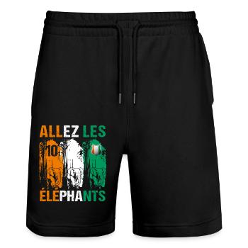 Côte d' ivoire numéro 10 cadeau football foot - Short de jogging bio TRAINER Stanley/Stella unisexe - noir - Devant - Nik (191cm) & Marisol (170cm)