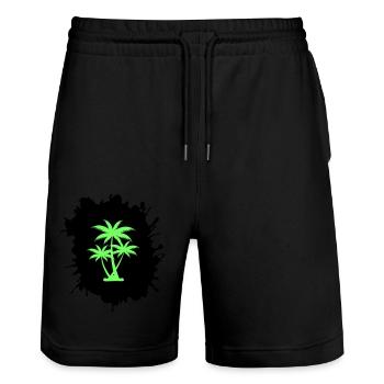 palmen klecks - Stanley/Stella Unisex Bio Joggingshorts Trainer  - Schwarz - Vorne - Nik (191cm) & Marisol (170cm)