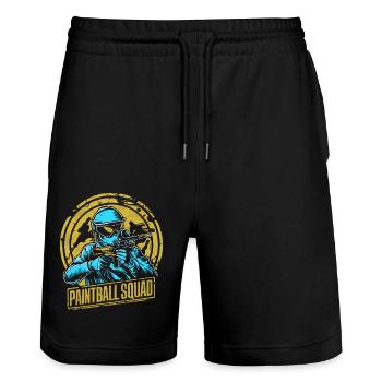 Équipe de paintball - Short de jogging bio TRAINER Stanley/Stella unisexe - noir - Devant - Nik (191cm) & Marisol (170cm)