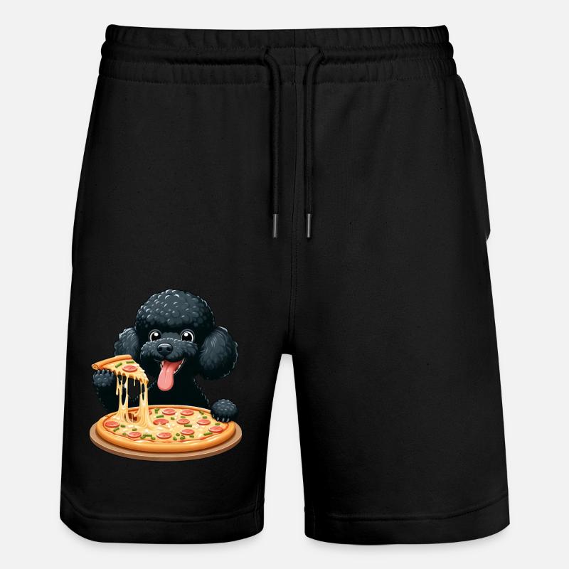 Comic Poodle with Pizza - Stanley/Stella Trainer Unisex Organic Jogging Shorts - black