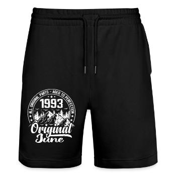 June 1993 Original: 31 Years Birthday Gift - Stanley/Stella Trainer Unisex Organic Jogging Shorts - black - Front - Nik (191cm) & Marisol (170cm)