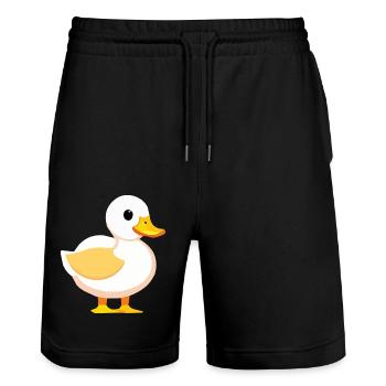 Süße Baby Ente Gans - Stanley/Stella Unisex Bio Joggingshorts Trainer  - Schwarz - Vorne - Nik (191cm) & Marisol (170cm)