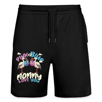 Rosa Storch - Stanley/Stella Unisex Bio Joggingshorts Trainer  - Schwarz - Vorne - Nik (191cm) & Marisol (170cm)