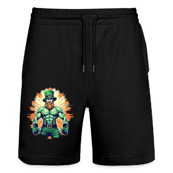 St. Patrick’s Day Trèfle Bodybuilding - Short de jogging bio TRAINER Stanley/Stella unisexe - noir - Devant - Nik (191cm) & Marisol (170cm)
