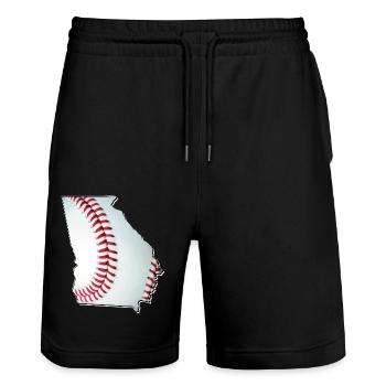 Georgia (USA) | echter Baseball | Landkarte - Stanley/Stella Unisex Bio Joggingshorts Trainer  - Schwarz - Vorne - Nik (191cm) & Marisol (170cm)