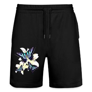 Machaon bleu - Short de jogging bio TRAINER Stanley/Stella unisexe - noir - Devant - Nik (191cm) & Marisol (170cm)