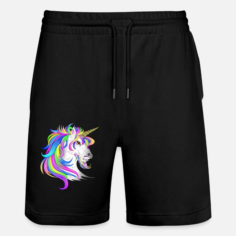 Unicorn angry - Stanley/Stella Trainer Unisex Organic Jogging Shorts - black