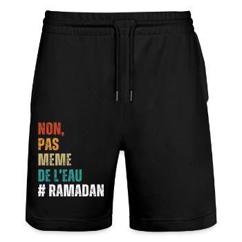 Non pas même de l' eau humour ramadan cadeau islam - Short de jogging bio TRAINER Stanley/Stella unisexe - noir - Devant - Nik (191cm) & Marisol (170cm)