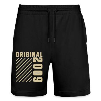 Original 2009 Authentic 2009 Vintage Bursdag - Stanley/Stella Trainer Unisex Organic Jogging Shorts - black - Front - Nik (191cm) & Marisol (170cm)