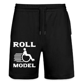 Fauteuil roulant - Short de jogging bio TRAINER Stanley/Stella unisexe - noir - Devant - Nik (191cm) & Marisol (170cm)