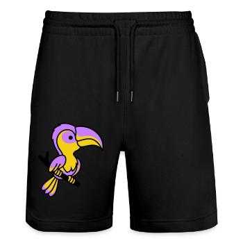 Perroquet1 - Short de jogging bio TRAINER Stanley/Stella unisexe - noir - Devant - Nik (191cm) & Marisol (170cm)
