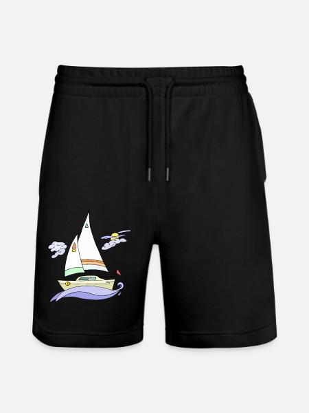 Sailboat - Stanley/Stella Trainer Unisex Organic Jogging Shorts - black
