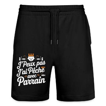 Fishing Excuse - Godfather - Stanley/Stella Trainer Unisex Organic Jogging Shorts - black - Front - Nik (191cm) & Marisol (170cm)