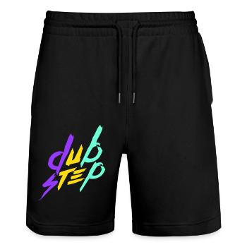 Dub Step Techno Music Party Club Text Lettering - Stanley/Stella Trainer Unisex Organic Jogging Shorts - black - Front - Nik (191cm) & Marisol (170cm)