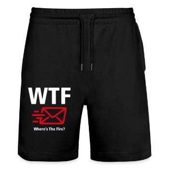 T-Shirt WTF - Où est le feu ? 01 - Short de jogging bio TRAINER Stanley/Stella unisexe - noir - Devant - Nik (191cm) & Marisol (170cm)