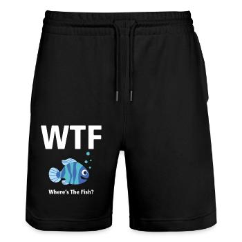 WTF T-Shirt - Wo ist der Fisch BLAU - Stanley/Stella Unisex Bio Joggingshorts Trainer  - Schwarz - Vorne - Nik (191cm) & Marisol (170cm)