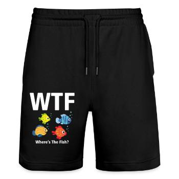 WTF T-Shirt - Wo ist der Fisch? VERSCHIEDEN - Stanley/Stella Unisex Bio Joggingshorts Trainer  - Schwarz - Vorne - Nik (191cm) & Marisol (170cm)