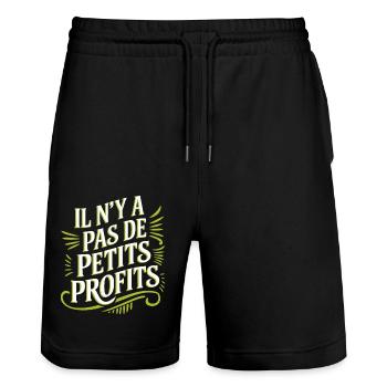 Il n’y a pas de petits profits - Short de jogging bio TRAINER Stanley/Stella unisexe - noir - Devant - Nik (191cm) & Marisol (170cm)