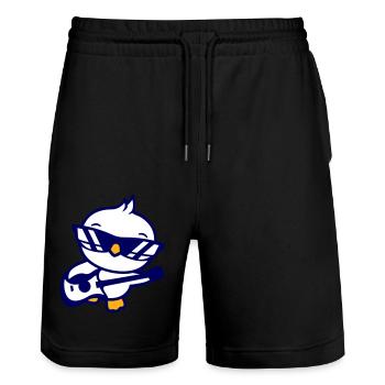 Chick Bird Duck Playing Guitar Music Guitarist - Stanley/Stella Trainer Unisex Organic Jogging Shorts - black - Front - Nik (191cm) & Marisol (170cm)