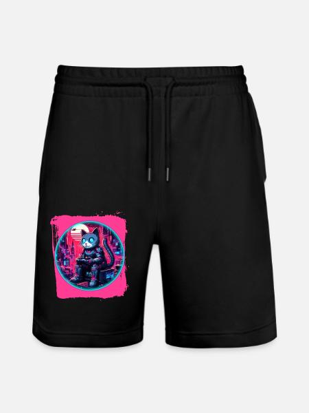 Futuristic Feline Tech - Stanley/Stella Trainer Unisex Organic Jogging Shorts - black