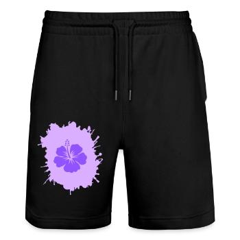 Taches d’hibiscus - Short de jogging bio TRAINER Stanley/Stella unisexe - noir - Devant - Nik (191cm) & Marisol (170cm)