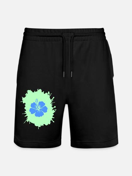 Hibiscus blobs - Stanley/Stella Trainer Unisex Organic Jogging Shorts - black