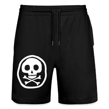 Skull & Bones - Stanley/Stella Trainer Unisex Organic Jogging Shorts - black - Front - Nik (191cm) & Marisol (170cm)