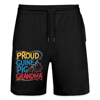 Guinea Pig Grandma - Proud Grandma - Stanley/Stella Trainer Unisex Organic Jogging Shorts - black - Front - Nik (191cm) & Marisol (170cm)