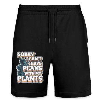 Sorry I Can't I Have Plans With My Plants 9 - Stanley/Stella Unisex Bio Joggingshorts Trainer  - Schwarz - Vorne - Nik (191cm) & Marisol (170cm)