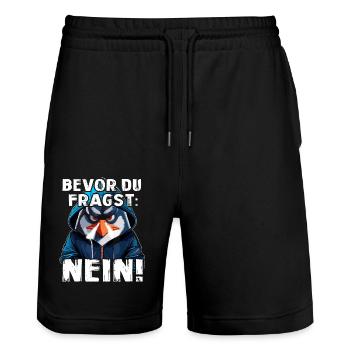 Bevor Du Fragst Nein - Stanley/Stella Unisex Bio Joggingshorts Trainer  - Schwarz - Vorne - Nik (191cm) & Marisol (170cm)