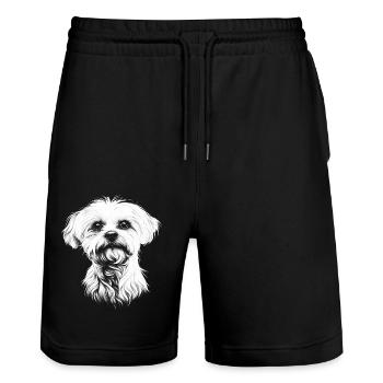 Portrait maltais Chien maltais Chien - Short de jogging bio TRAINER Stanley/Stella unisexe - noir - Devant - Nik (191cm) & Marisol (170cm)