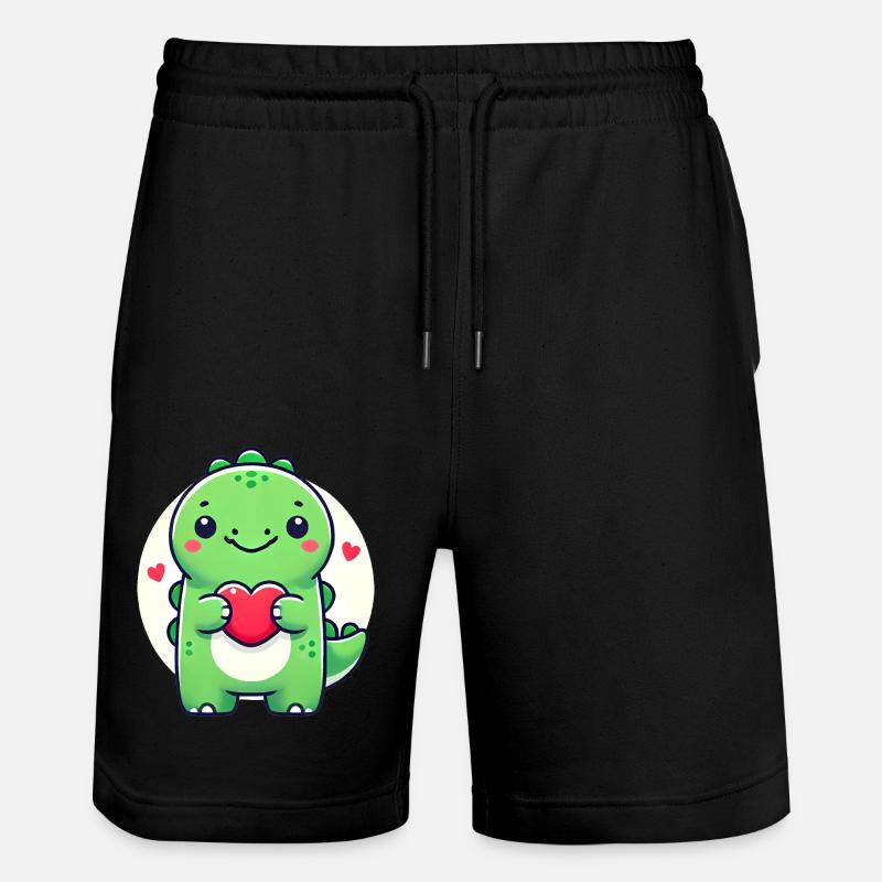 Entzückender Dino mit Herz Karikatur - Stanley/Stella Unisex Bio Joggingshorts Trainer  - Schwarz