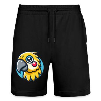 Bunte Karikatur Papagei Kopf Illustration - Stanley/Stella Unisex Bio Joggingshorts Trainer  - Schwarz - Vorne - Nik (191cm) & Marisol (170cm)