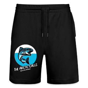 The Arctic Calls Reel in the Challenge - Stanley/Stella Trainer Unisex Organic Jogging Shorts - black - Front - Nik (191cm) & Marisol (170cm)