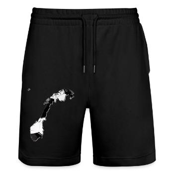 Norwegen Landkarte umrahmt echten Fußball - Stanley/Stella Unisex Bio Joggingshorts Trainer  - Schwarz - Vorne - Nik (191cm) & Marisol (170cm)