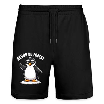 Nein, danke! Pinguin-Design - Stanley/Stella Unisex Bio Joggingshorts Trainer  - Schwarz - Vorne - Nik (191cm) & Marisol (170cm)