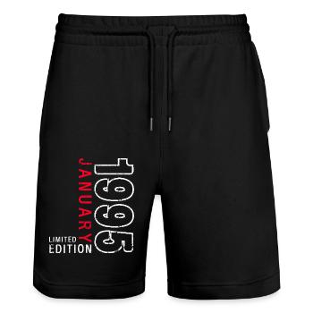 30th Birthday Original January 1995 Volume 95 - Stanley/Stella Trainer Unisex Organic Jogging Shorts - black - Front - Nik (191cm) & Marisol (170cm)