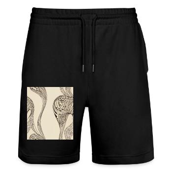 Motif organique abstrait - Short de jogging bio TRAINER Stanley/Stella unisexe - noir - Devant - Nik (191cm) & Marisol (170cm)