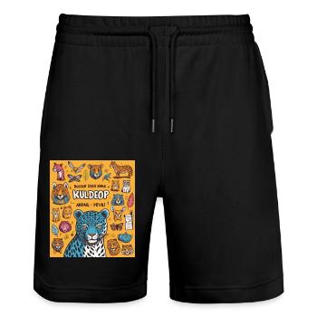 Kuldeop - Stanley/Stella Trainer Unisex Organic Jogging Shorts - black - Front - Nik (191cm) & Marisol (170cm)