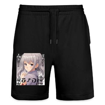 Anime - Short de jogging bio TRAINER Stanley/Stella unisexe - noir - Devant - Nik (191cm) & Marisol (170cm)
