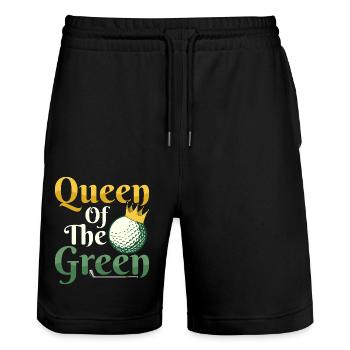 Queen Of The Green Golf Golfer - Stanley/Stella Trainer Unisex Organic Jogging Shorts - black - Front - Nik (191cm) & Marisol (170cm)