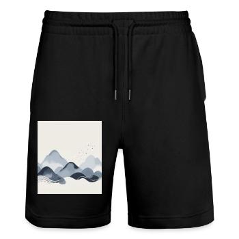 Montagnes abstraites - Short de jogging bio TRAINER Stanley/Stella unisexe - noir - Devant - Nik (191cm) & Marisol (170cm)