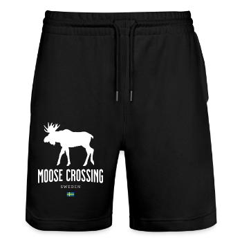 Elch Schweden - Stanley/Stella Unisex Bio Joggingshorts Trainer  - Schwarz - Vorne - Nik (191cm) & Marisol (170cm)