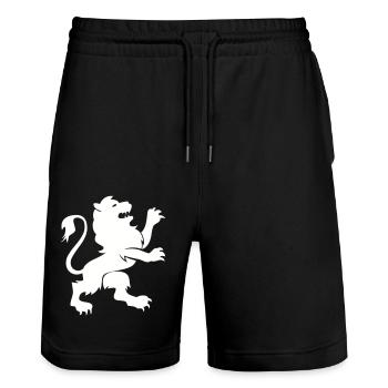 Lion Animal - Stanley/Stella Trainer Unisex Organic Jogging Shorts - black - Front - Nik (191cm) & Marisol (170cm)