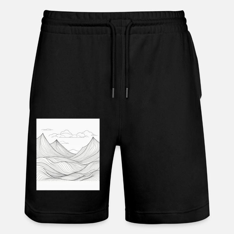 Berglandschaft im Linienstil - Stanley/Stella Unisex Bio Joggingshorts Trainer - Schwarz